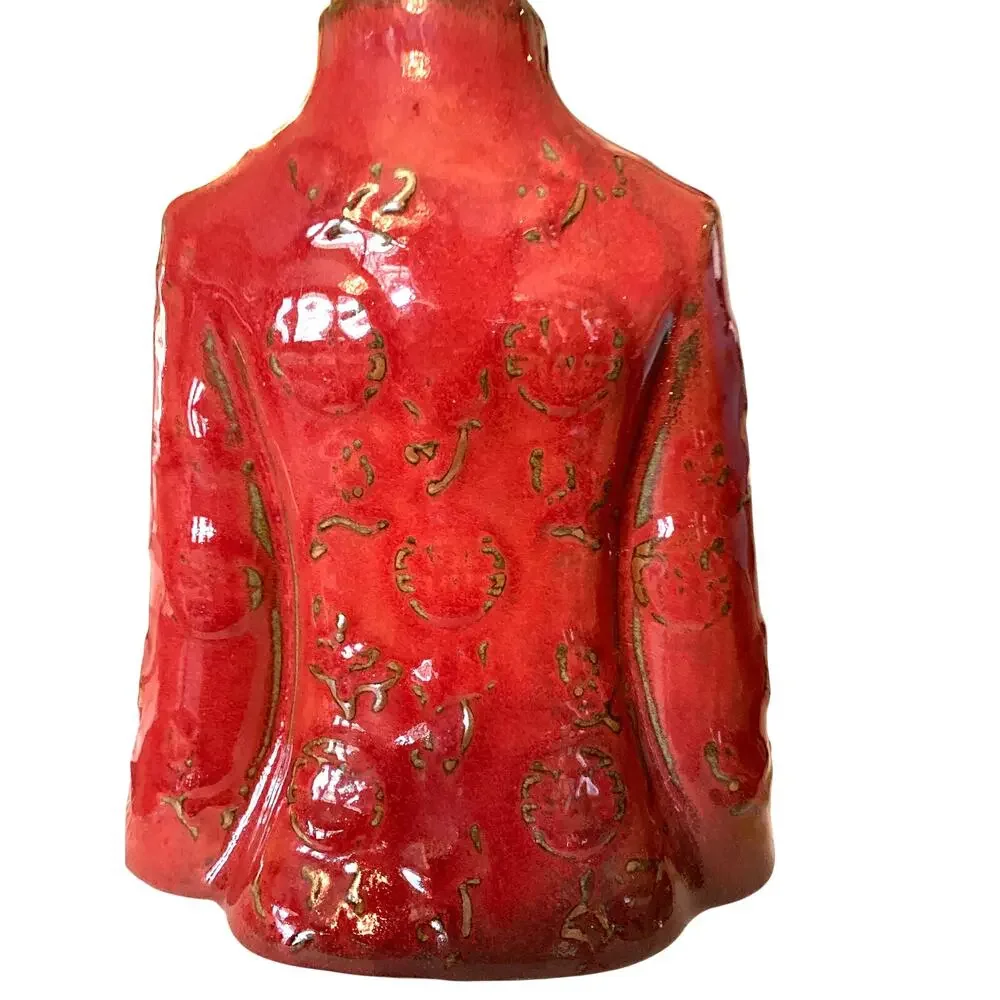 Vintage World Market Traditional Asian Jacket Shaped Ceramic Vase Red 8,5